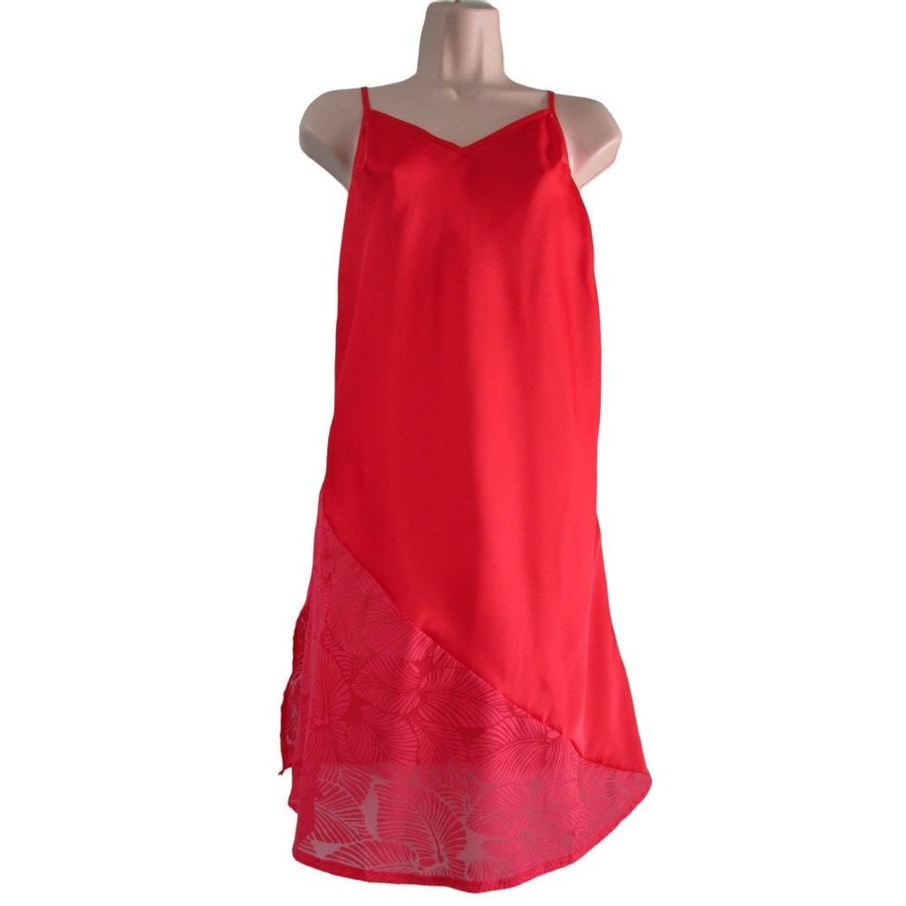 Sam Edelman Geranium Chemise Slip Side Slit Asymmetric Sheer Leaf Small EUC